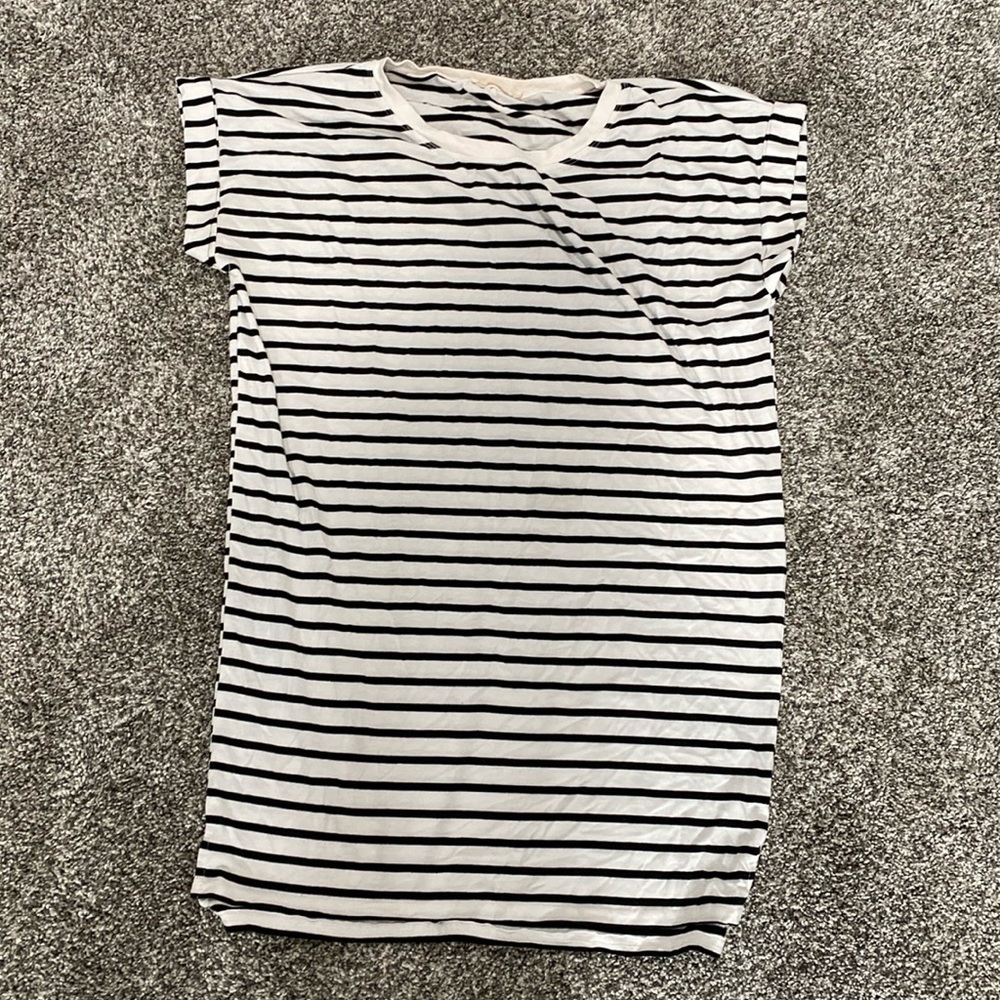 Black and white stripped tunic top size S
